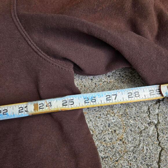 Vtg CARHARTT Box Logo Patch Earthtone Distressed Workwear Hooded Sweatshirt XL - Picture 5 of 6